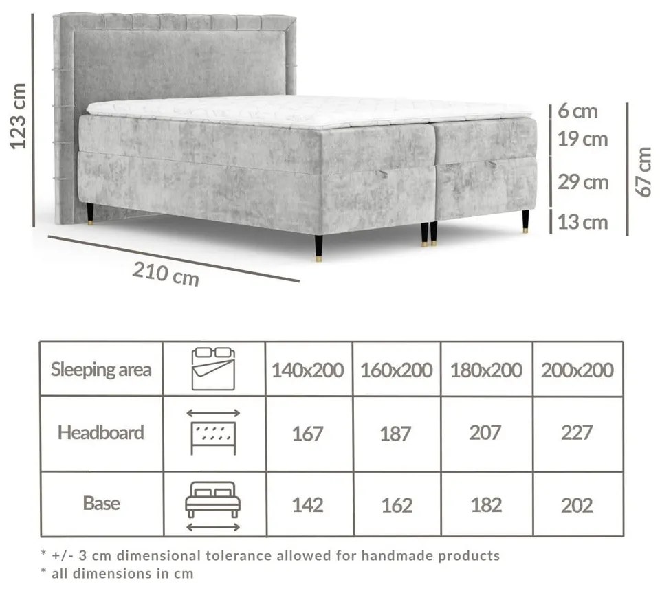 Bézs ágyneműtartós boxspring ágy 160x200 cm Voyage – Maison de Rêve