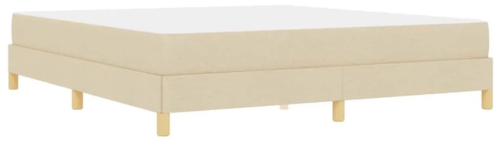 Boxrugós ágy Krém és barna 180 x 200 cm Textil és mérnöki fa