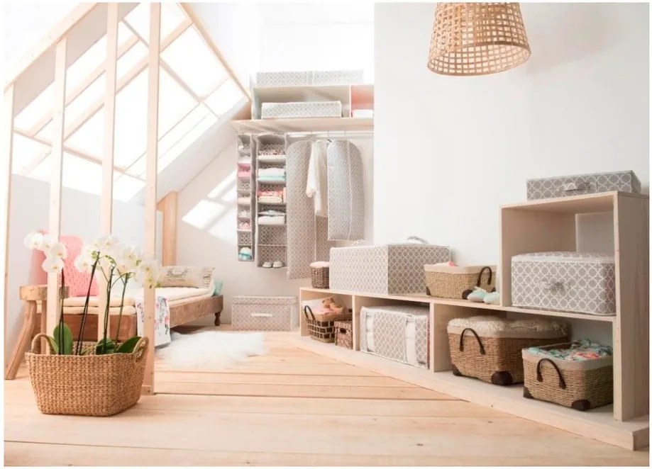 Bézs tároló cipzárral, hosszúság 46 cm - Compactor