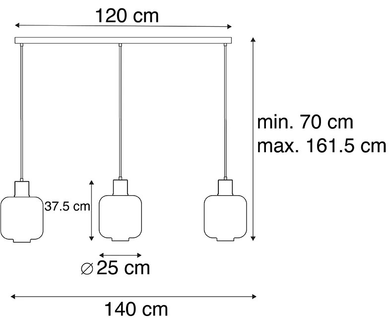 Design lógólámpa fekete füstüveggel 3-lámpás 161,5 cm - Qara