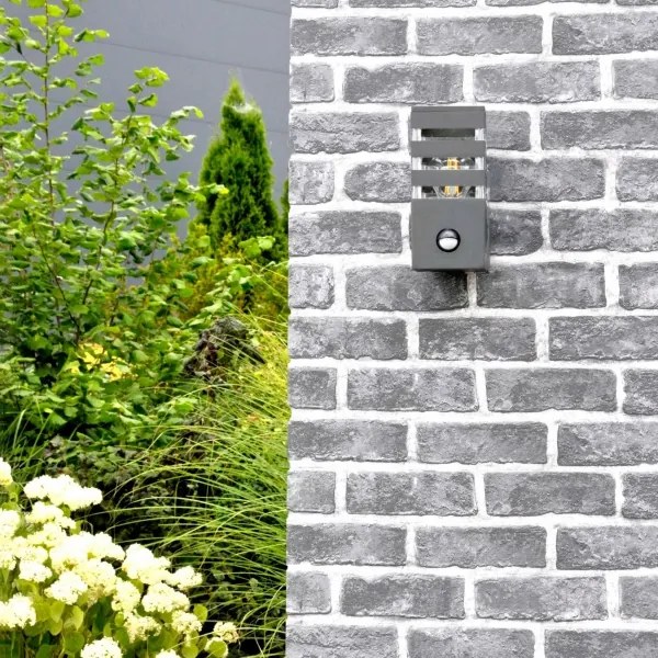 Kültéri fali lámpa TEKSAS szenzorral 1xE27/12W/230V IP44 antracit