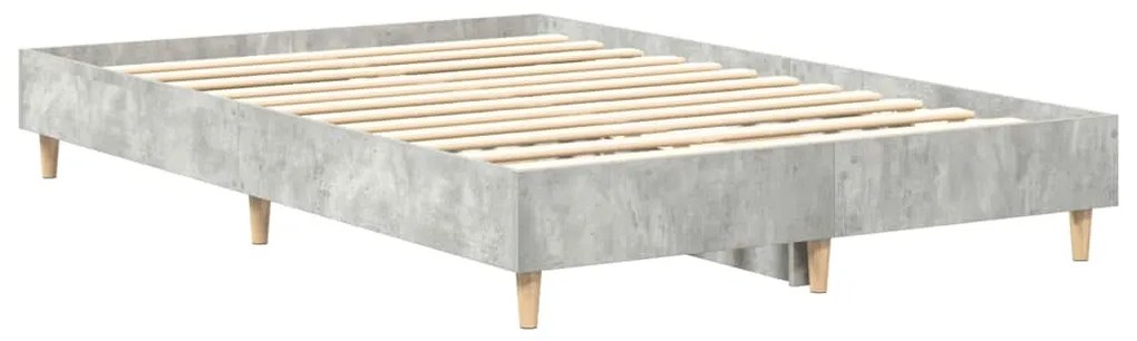 betonszürke szerelt fa ágykeret matrac nélkül 135 x 190 cm