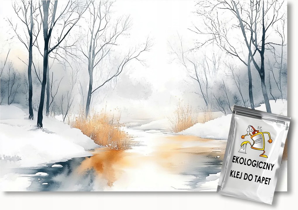 Fotótapéta Flizelina Tájkép Tél Hó Fák Folyó Patak 300x210 ragasztó