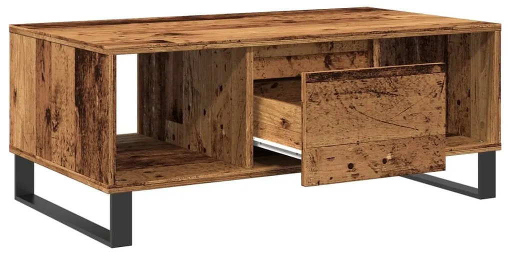 antik fa színű szerelt fa dohányzóasztal 90 x 50 x 36,5 cm