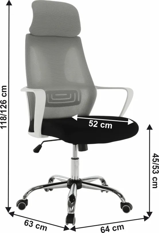 Irodai szék, szürke/fekete/fehér, TAXIS
