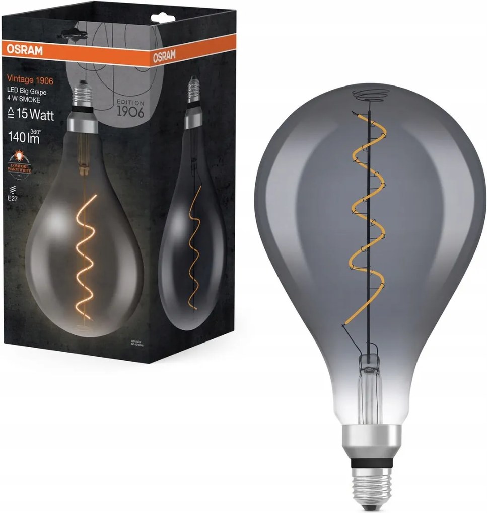 Ledvance fekete Led spirálizzó E27 4 W Vintage, meleg fehér