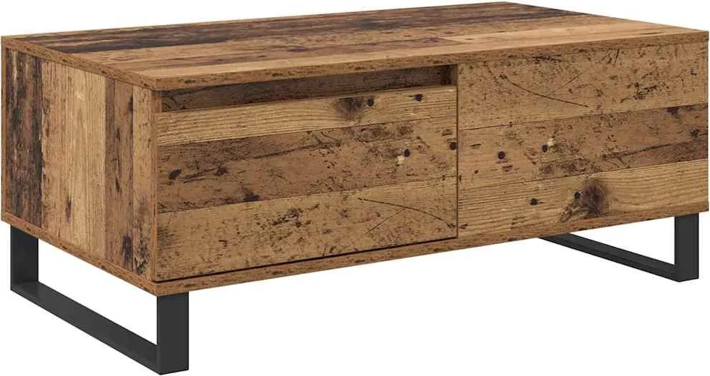 vidaXL Dohányzóasztal fiókkal Öreg fa 90 x 50 x 36,5 cm Faanyag
