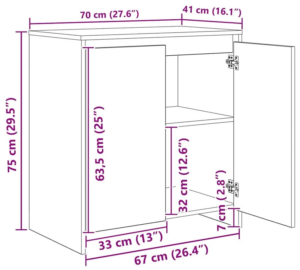 Széf 3 pcs Musta tammi 70 x 41 x 75 cm Faanyag