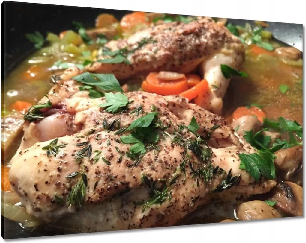 Vászonkép 100x70 Csirke a zöldségekben