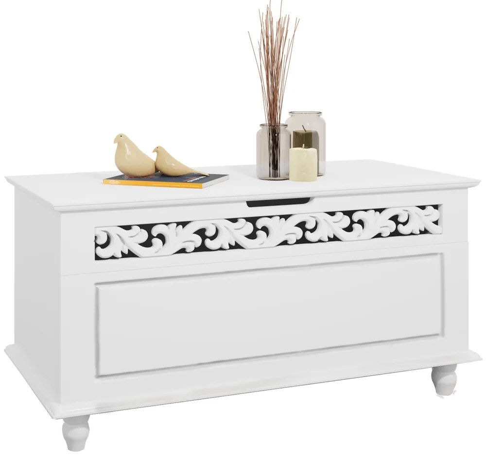 JERSEY fa láda, 80x40x48cm, fehér Casaria