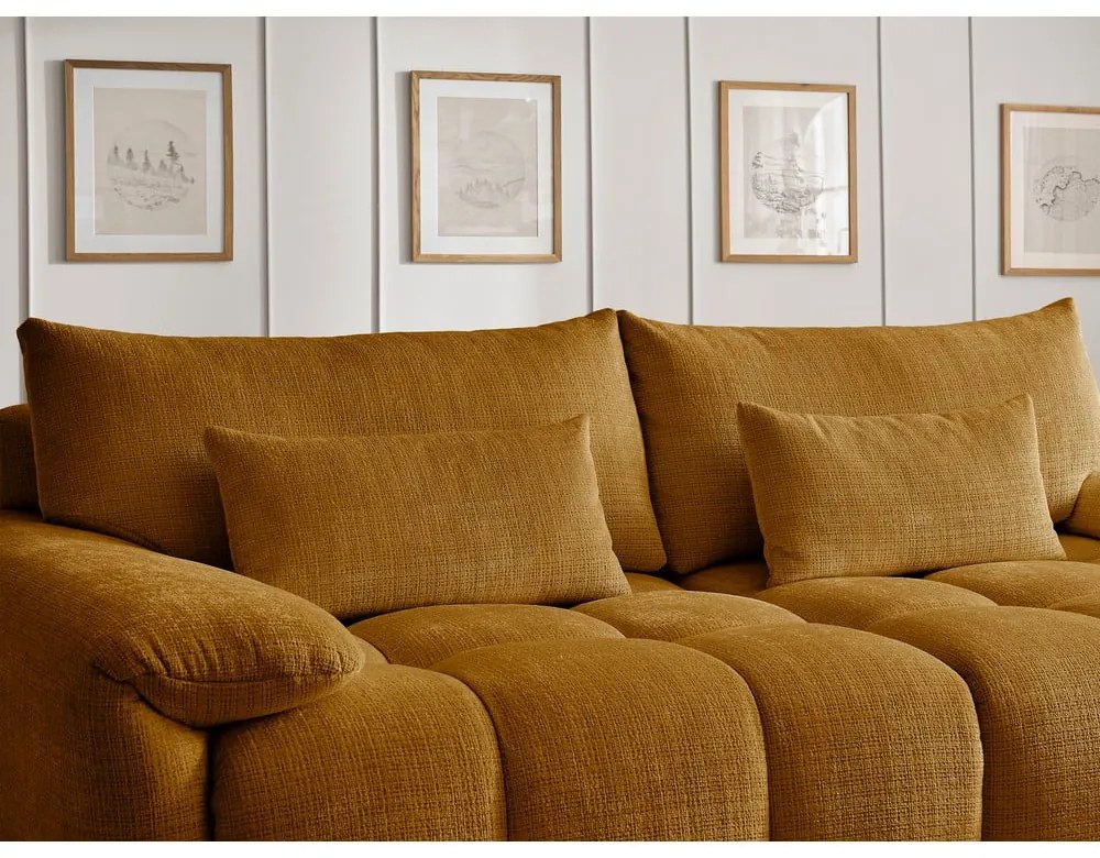 Mustársárga zsenília kanapé 264 cm Ivane – Bobochic Paris
