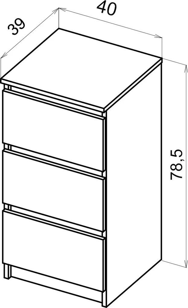 SIMPLE Komoda 40 3S biały/biały połysk