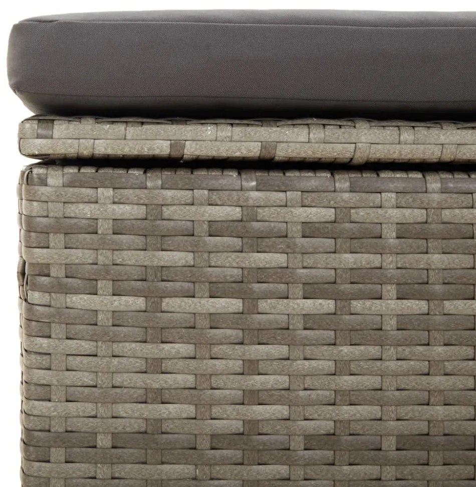 szürke polyrattan kerti lábtartó párnával 55 x 55 x 30 cm