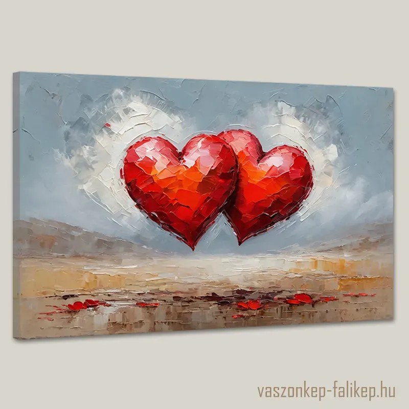 Lebegő szívek falikép – romantikus prémium vászonkép 60x40 cm