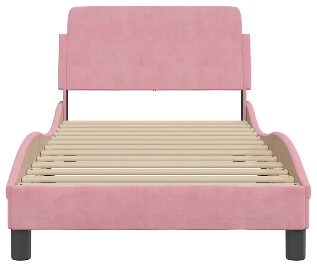 rózsaszín bársony ágykeret fejtámlával Dover 90x200 cm