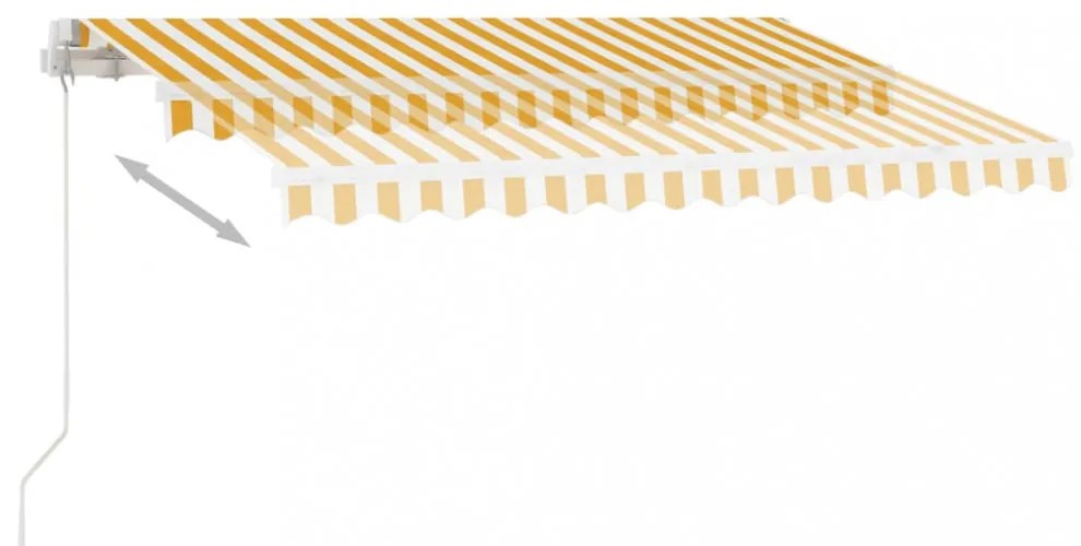sárga-fehér kézzel kihúzható póznás napellenző 300 x 250 cm