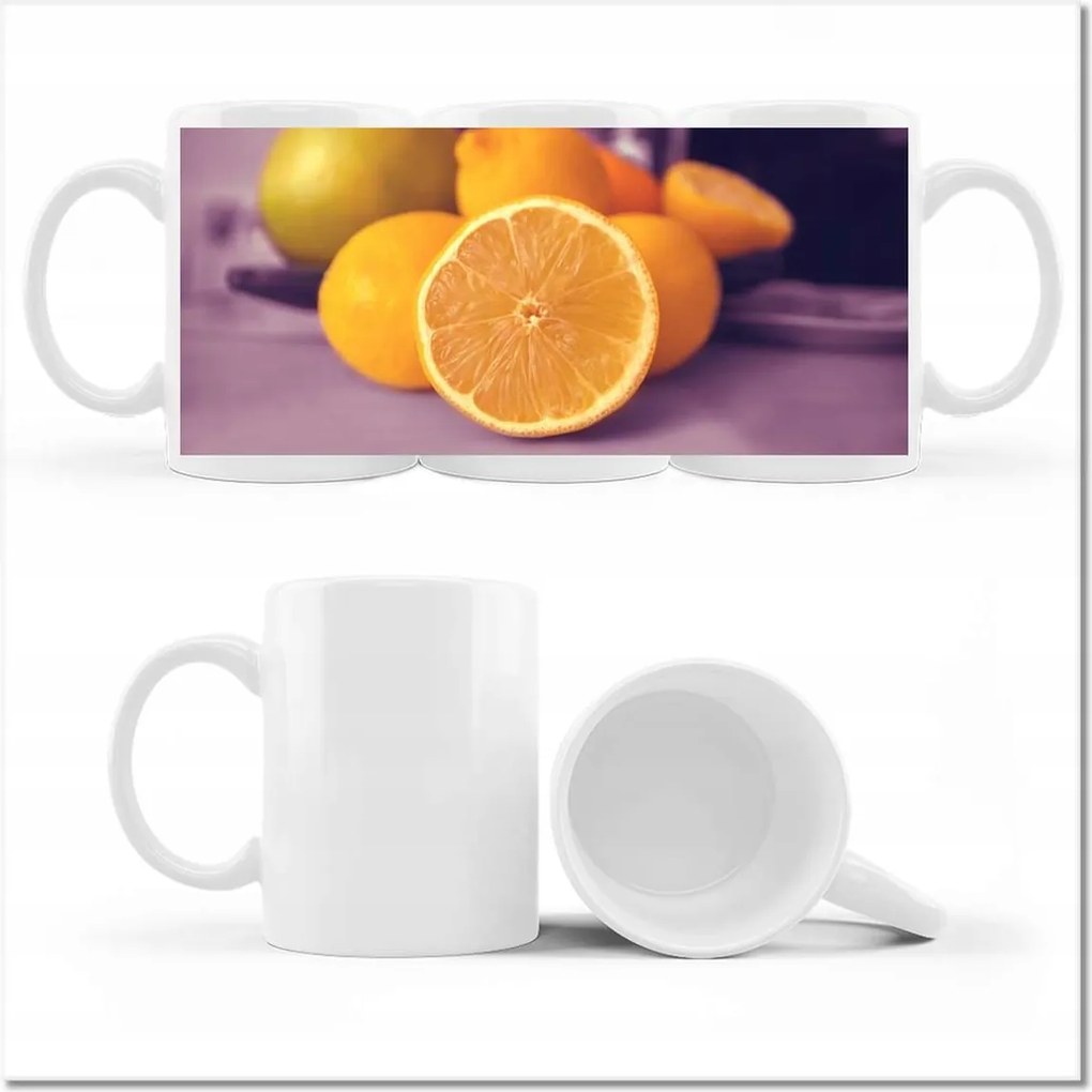 Citrom mintás bögre, lila