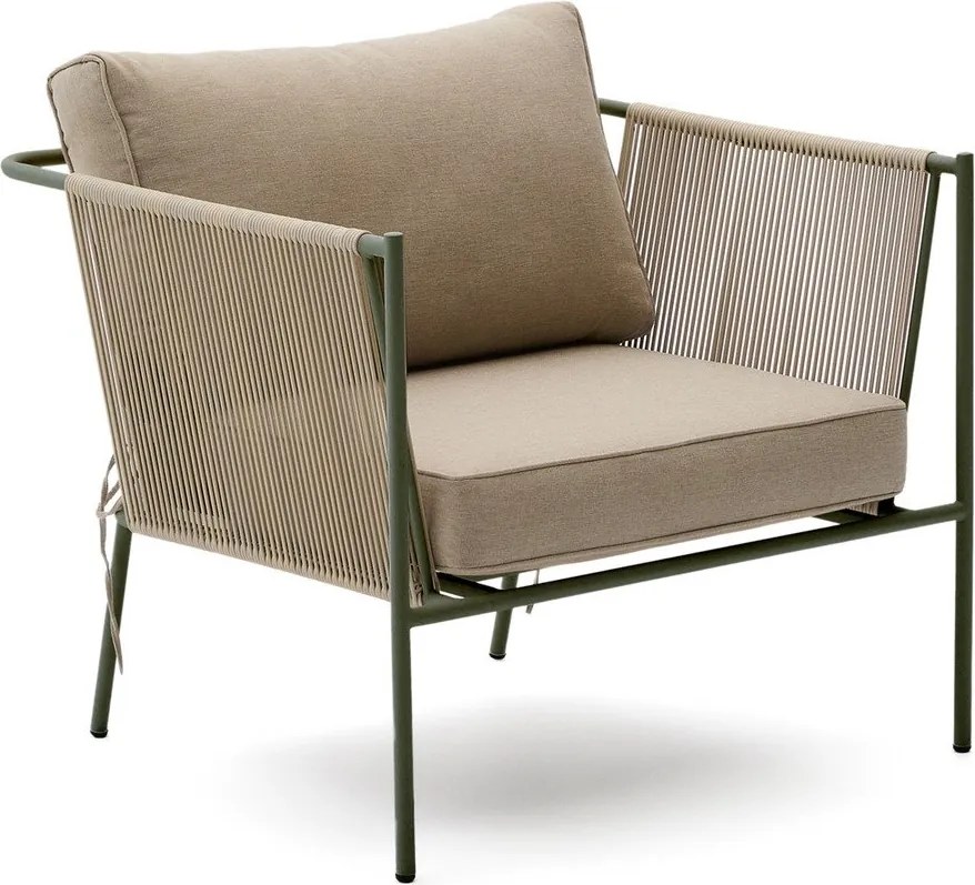 Zöld-bézs fém kerti fotel Zivia – Kave Home