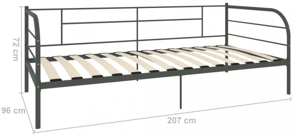 szürke fém kanapéágy-keret 90 x 200 cm
