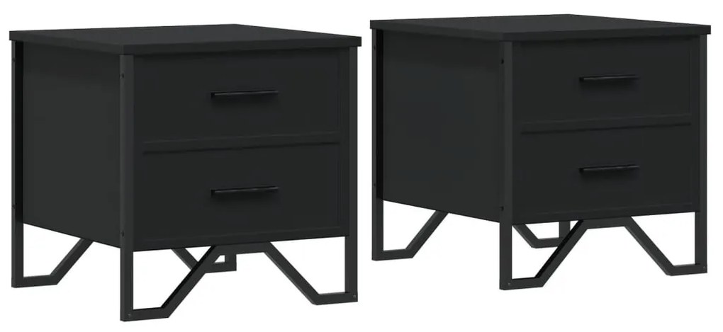 2 db fekete szerelt fa éjjeliszekrény 40 x 41 x 40 cm