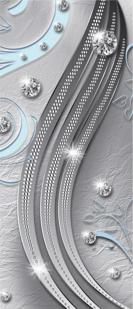 Matrica Tapéta Absztrakt Ezüst Kristályok Kék Perspektíva 91x211