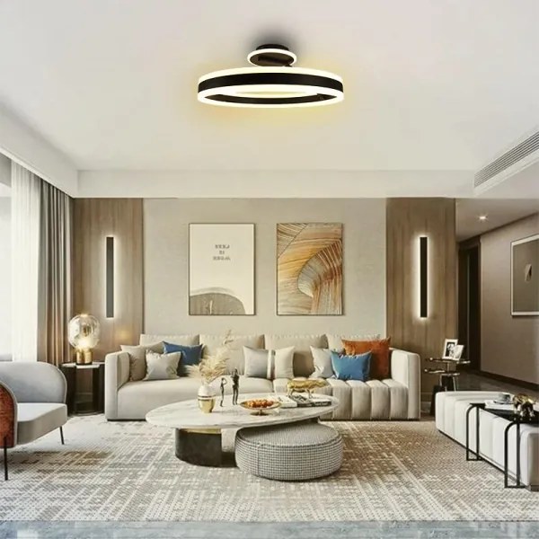 LED Dimmelhető felületre szerelhető csillár LED/86W/230V 3000-6500K fekete + távirányítás