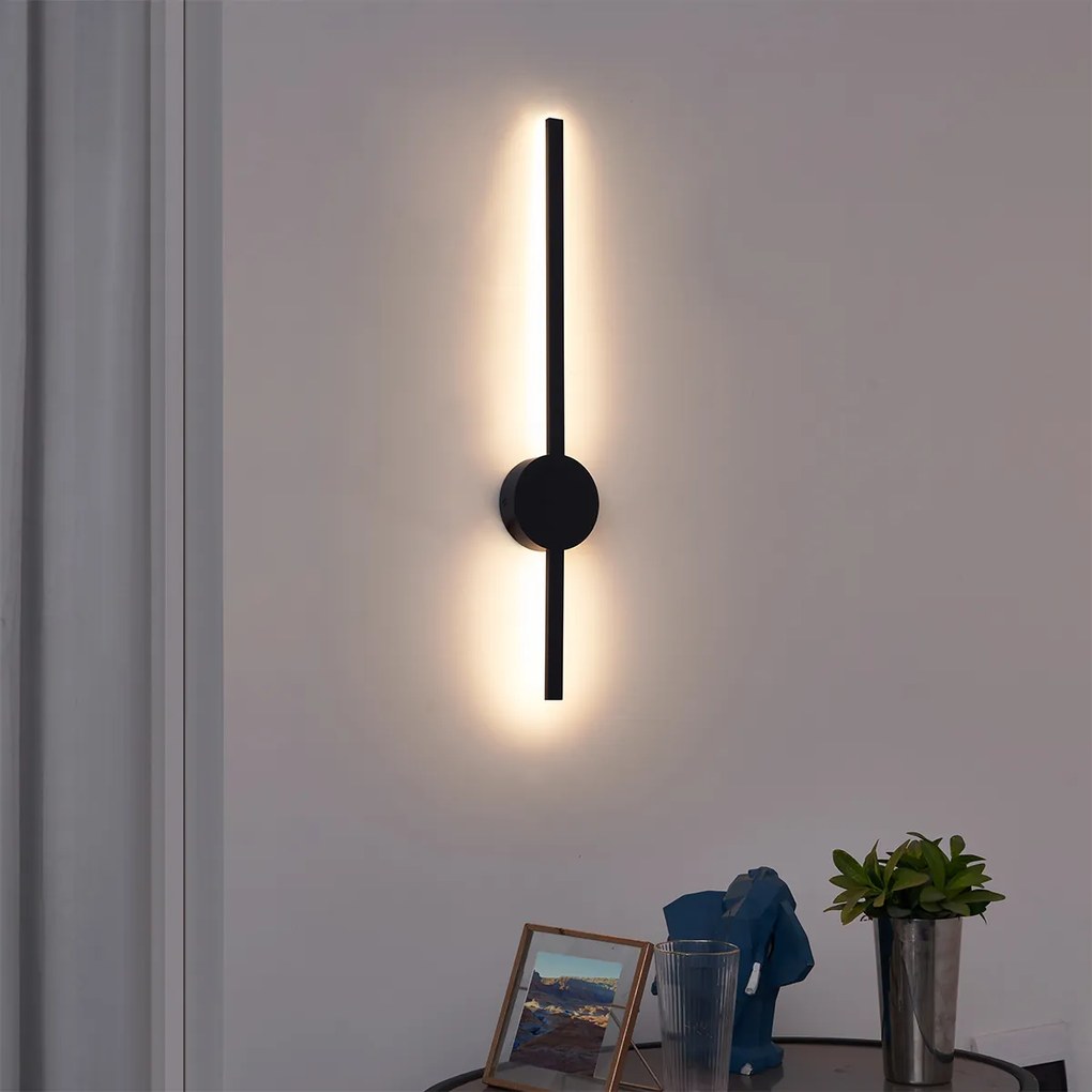 Modern fekete fali lámpa 60 cm LED-del - Clockwise