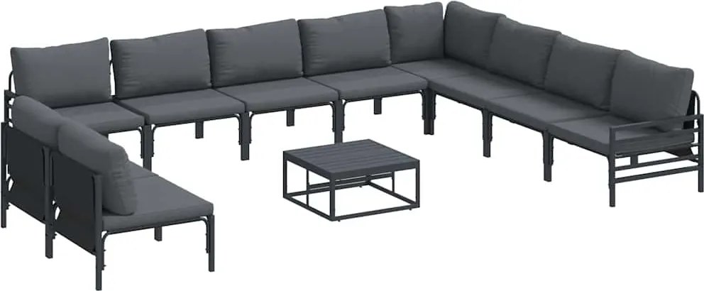 vidaXL Kerti Kanapé Szett Antracitszürke Acél