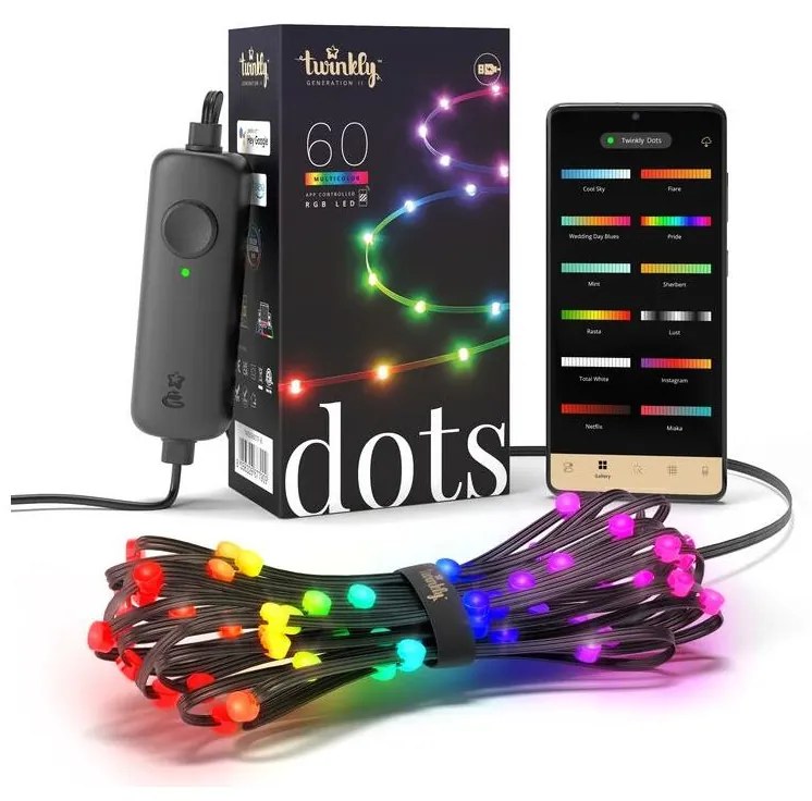 Twinkly TWD060STP-B - LED RGB Dimmelhető szalag DOTS 60xLED 3 m Wi-Fi USB
