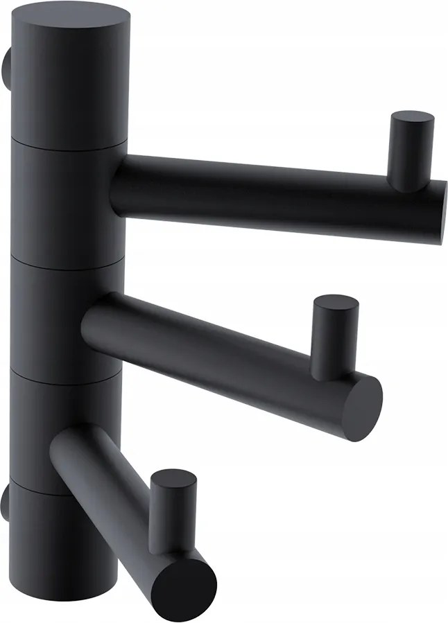 Nimco Bormo fekete fürdőszobai törölközőtartó, 3 akasztós, forgó, Brc 11099-3-90