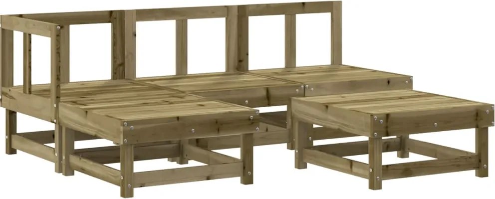 vidaXL 5 részes impregnált fenyőfa kerti pihenőgarnitúra