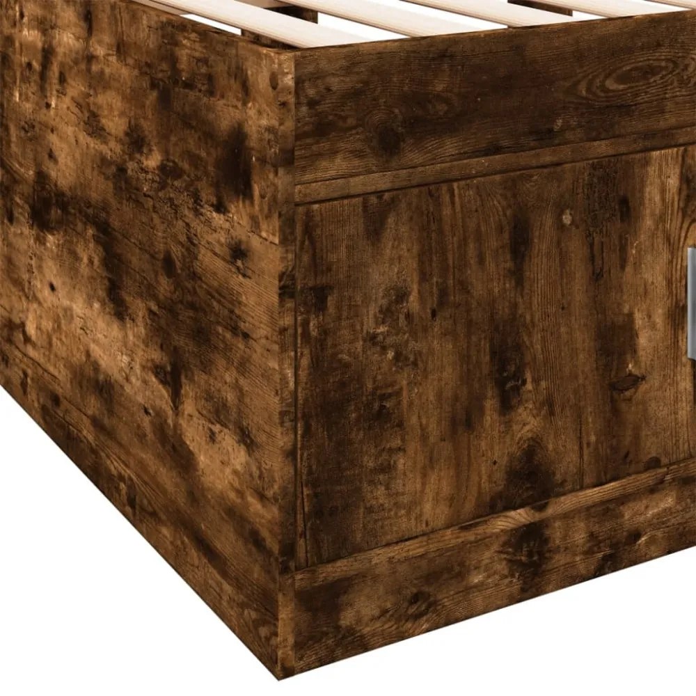 füstös tölgy kanapéágy fiókkal matrac nélkül 100x200 cm