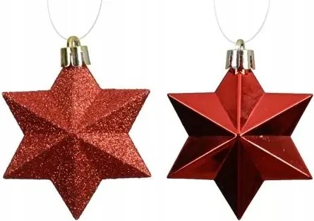 Hungarocell csillag gömbök piros fényes/matt/csillámos 9cm 12db