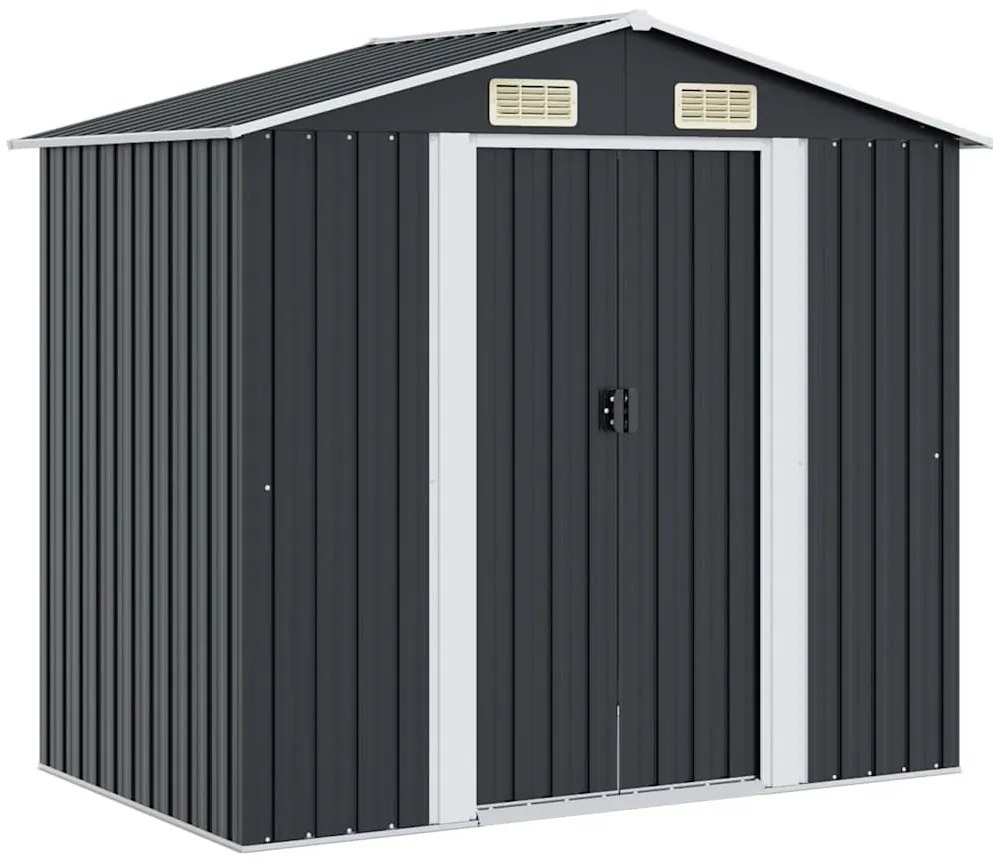 vidaXL antracitszürke acél kerti fészer 204 x 132 x 186 cm