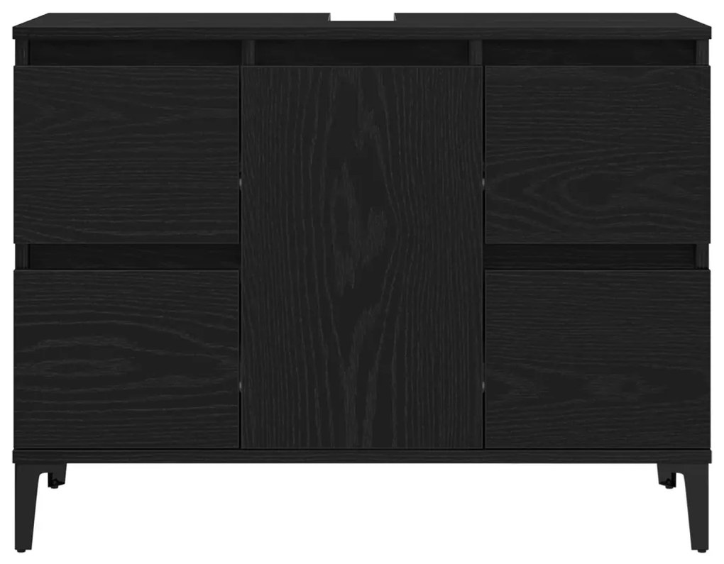 Fekete Tölgy Mosdókagyló Szekrény 80x33x60 cm Mérnöki Fa