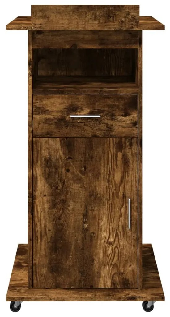 szerelt fa állópult kerékkel és fiókkal 55 x 55 x 107 cm