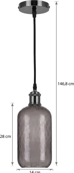 BRILAGI -LED Függőlámpa kábelen RETRO GLASS 1xE27/60W/230V Ø 14 cm fekete/füstszürke