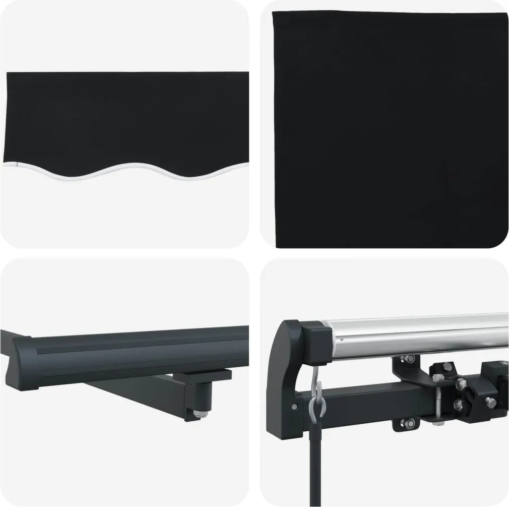 Behúzható napellenző Fekete 350 x 250 cm Poliészter és acél