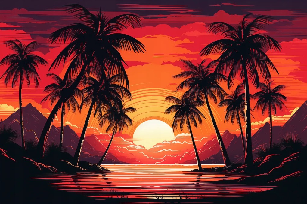 Poszter 45x30cm Pálmafák a lagúnánál