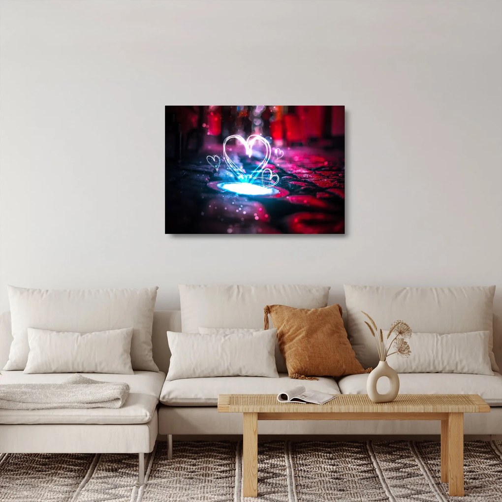 Ragyogó szív képe (üvegen) (70x50 cm)