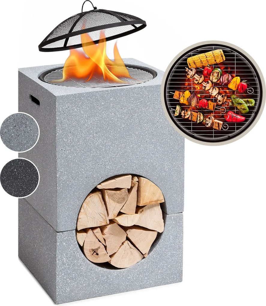 Blumfeldt Monolith, tűzrakóhely grillel, MGO és acél fedél, szikrafogó