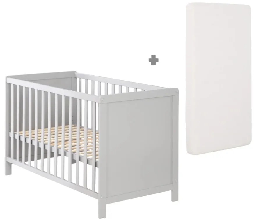 Világosszürke babaágy 60x120 cm – Roba