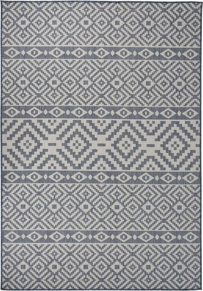 vidaXL kék csíkos lapos szövésű kültéri szőnyeg 160 x 230 cm