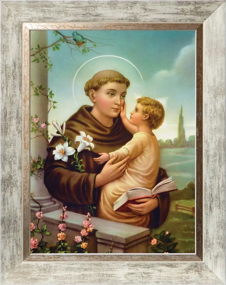 Szent Antoni A Padról Szakrális Kép Fehér Díszkeretben 30X40