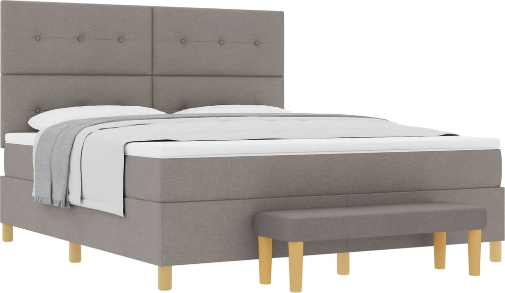 vidaXL Boxrugós ágy matracmal fejtámlával Tópszínű 180 x 200 cm szövet