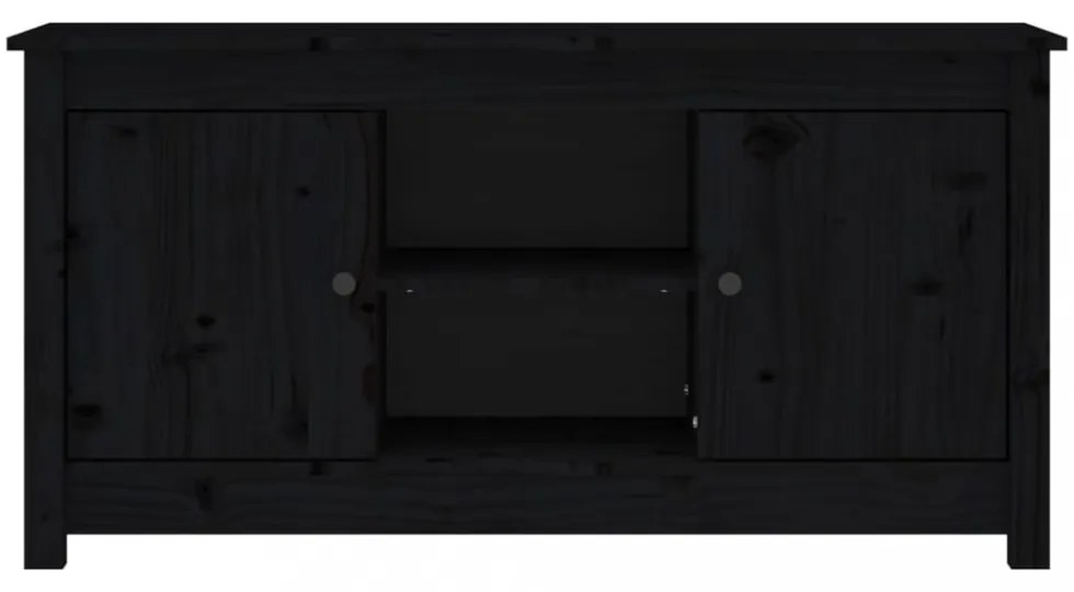 fekete tömör fenyőfa TV-szekrény 103 x 36,5 x 52 cm