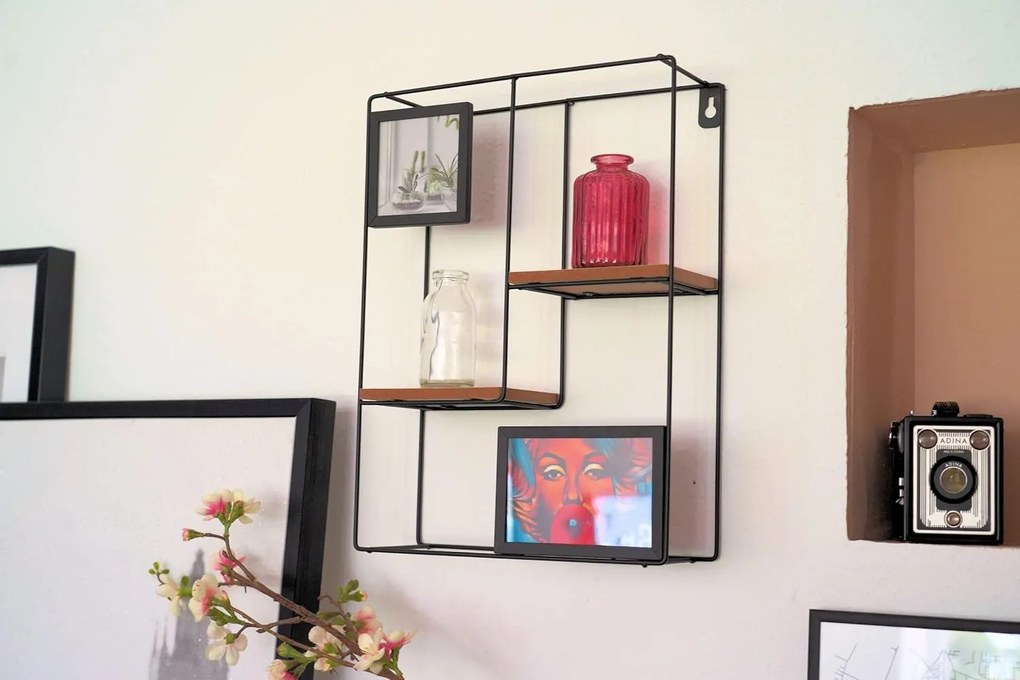 Falikonzol fotorámákkal KIVORA 40x30 cm, fekete