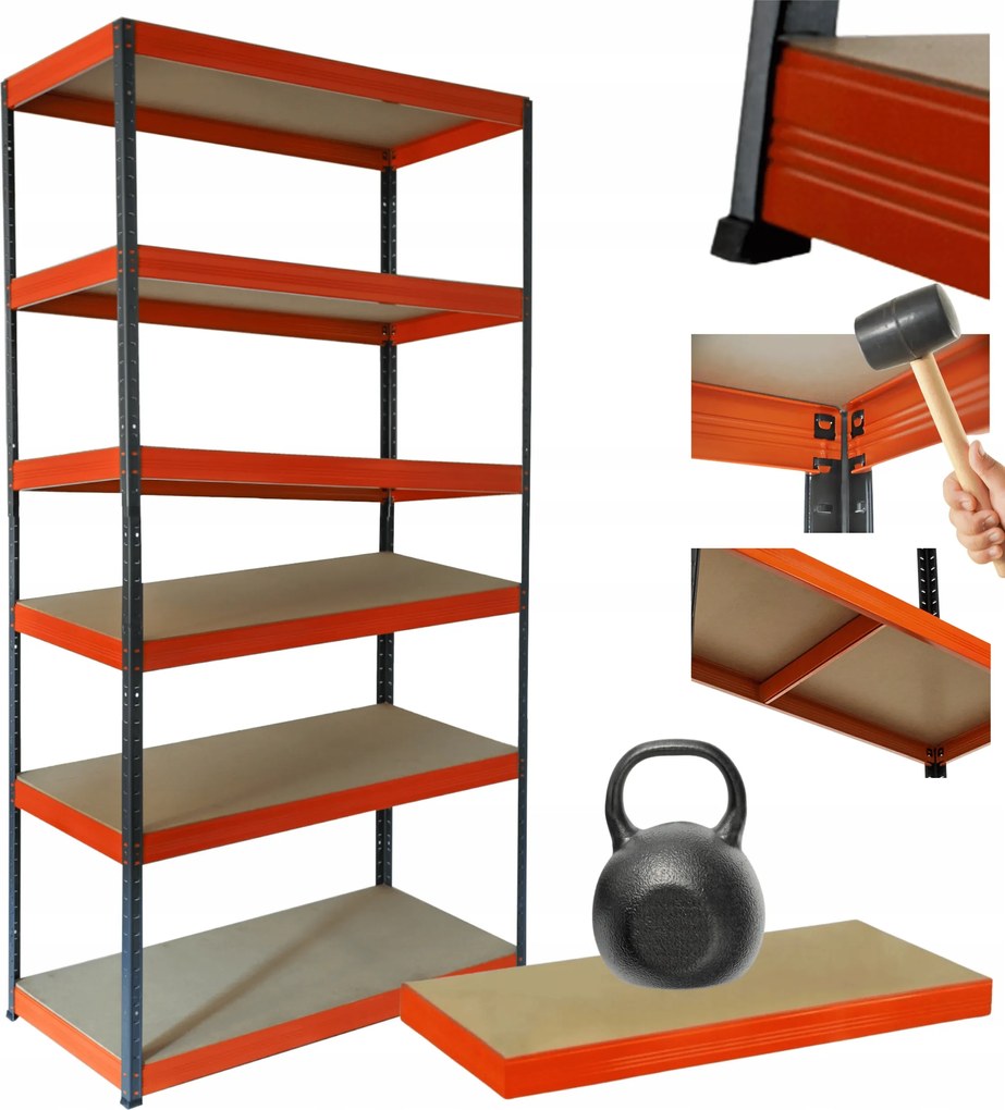 Helios fém tároló állvány 196x90x35cm 6Px175kg Erős Lengyel