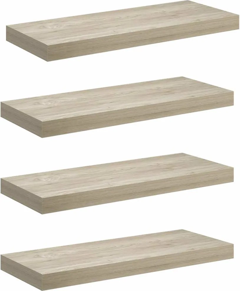 vidaXL 4 db tölgyszínű MDF lebegő fali polc 60 x 23,5 x 3,8 cm