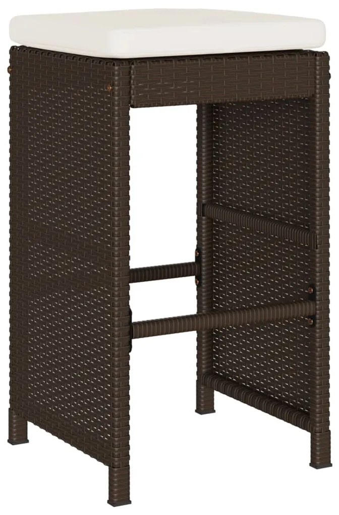 2 db barna polyrattan kerti bárszék párnával